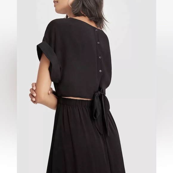 Ann Taylor black midi dress with back cutout size small - Picture 1 of 11